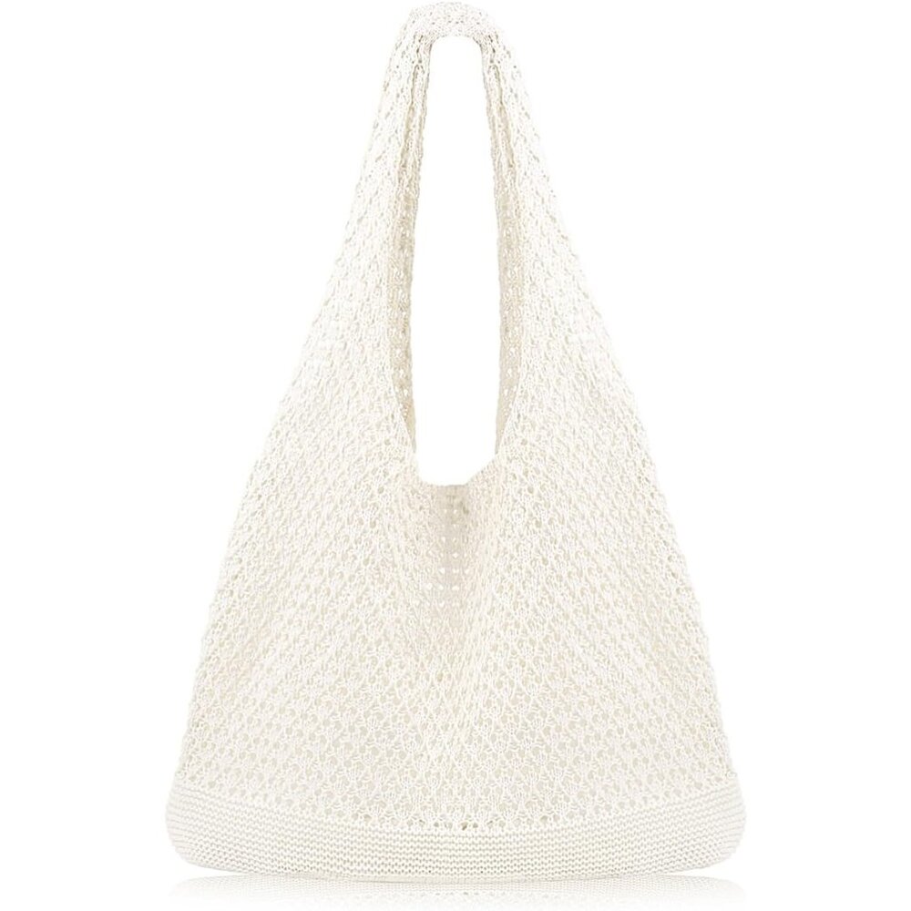 Crochet Beach Tote Bag Aesthetic Mesh Summer Beach Bag for Women Hippie Knit - Picture 1 of 7